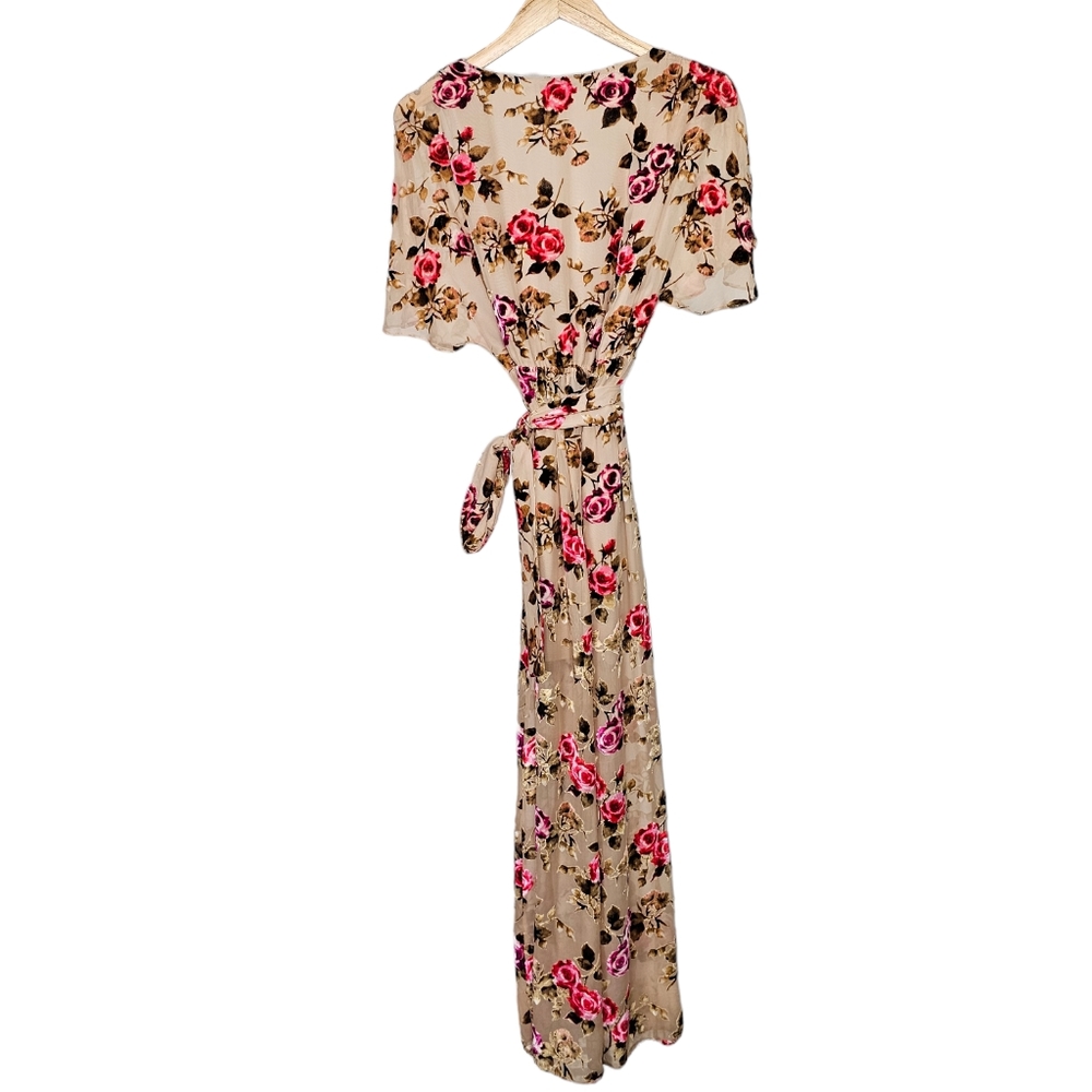 Alice & Olivia Clarine Wrap Dress Silk Velvet Wrap Dress Midi Size 4 - Picture 3 of 7